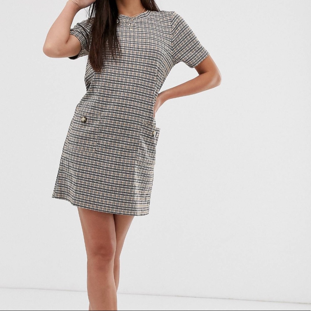 Knit Plaid Shift Dress